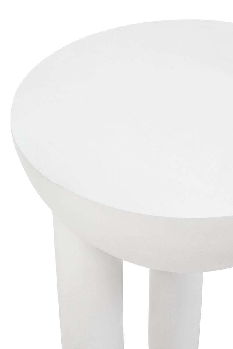 Whitewash Mango Wood Round Side Table With Column Detail Base, Walsa