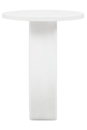 Whitewash Mango Wood Accent Table With Horseshoe Cutout Base, Walsa