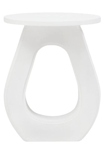 Whitewash Mango Wood Accent Table With Horseshoe Cutout Base, Walsa
