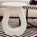 Whitewash Mango Wood Accent Table With Horseshoe Cutout Base, Walsa