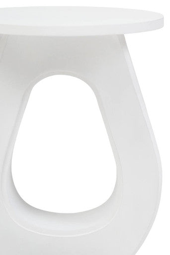 Whitewash Mango Wood Accent Table With Horseshoe Cutout Base, Walsa