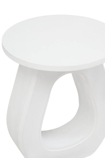 Whitewash Mango Wood Accent Table With Horseshoe Cutout Base, Walsa