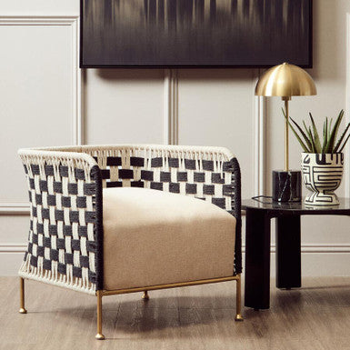 Satna Black & White Jute Chair