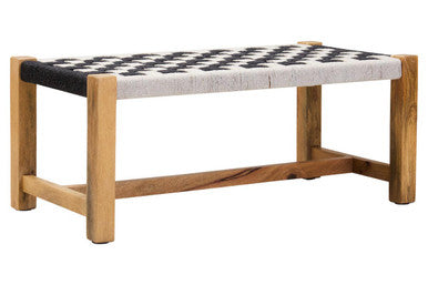 Satna Black & White Jute Bench