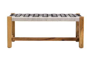 Satna Black & White Jute Bench