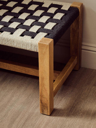 Satna Black & White Jute Bench