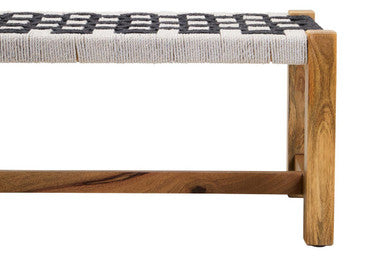 Satna Black & White Jute Bench