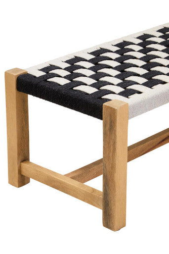 Satna Black & White Jute Bench