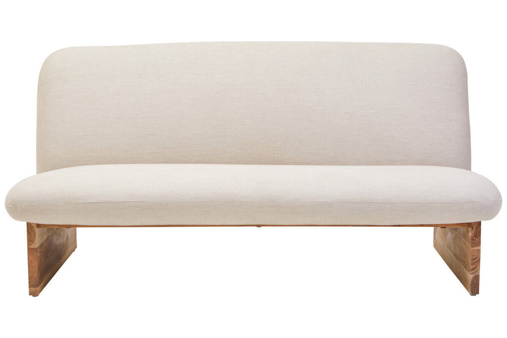 2 Seat Armless Cream Linen Sofa, Parova