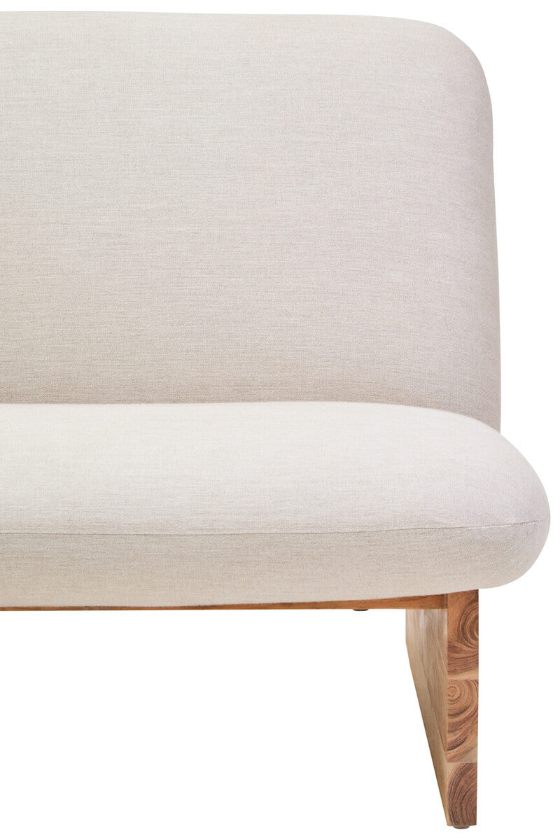 2 Seat Armless Cream Linen Sofa, Parova