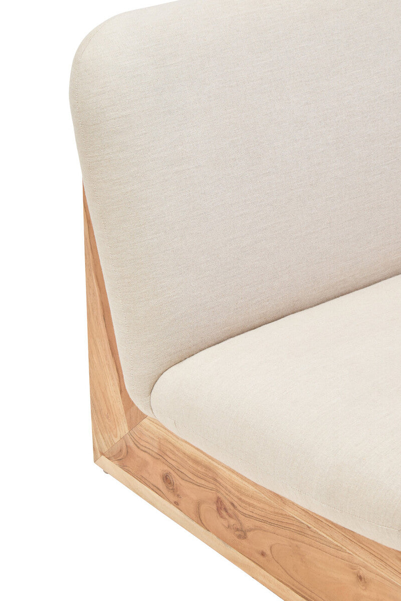 2 Seat Armless Cream Linen Sofa, Parova