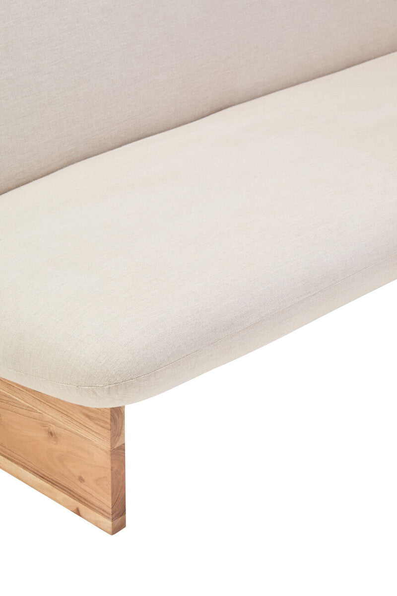 2 Seat Armless Cream Linen Sofa, Parova