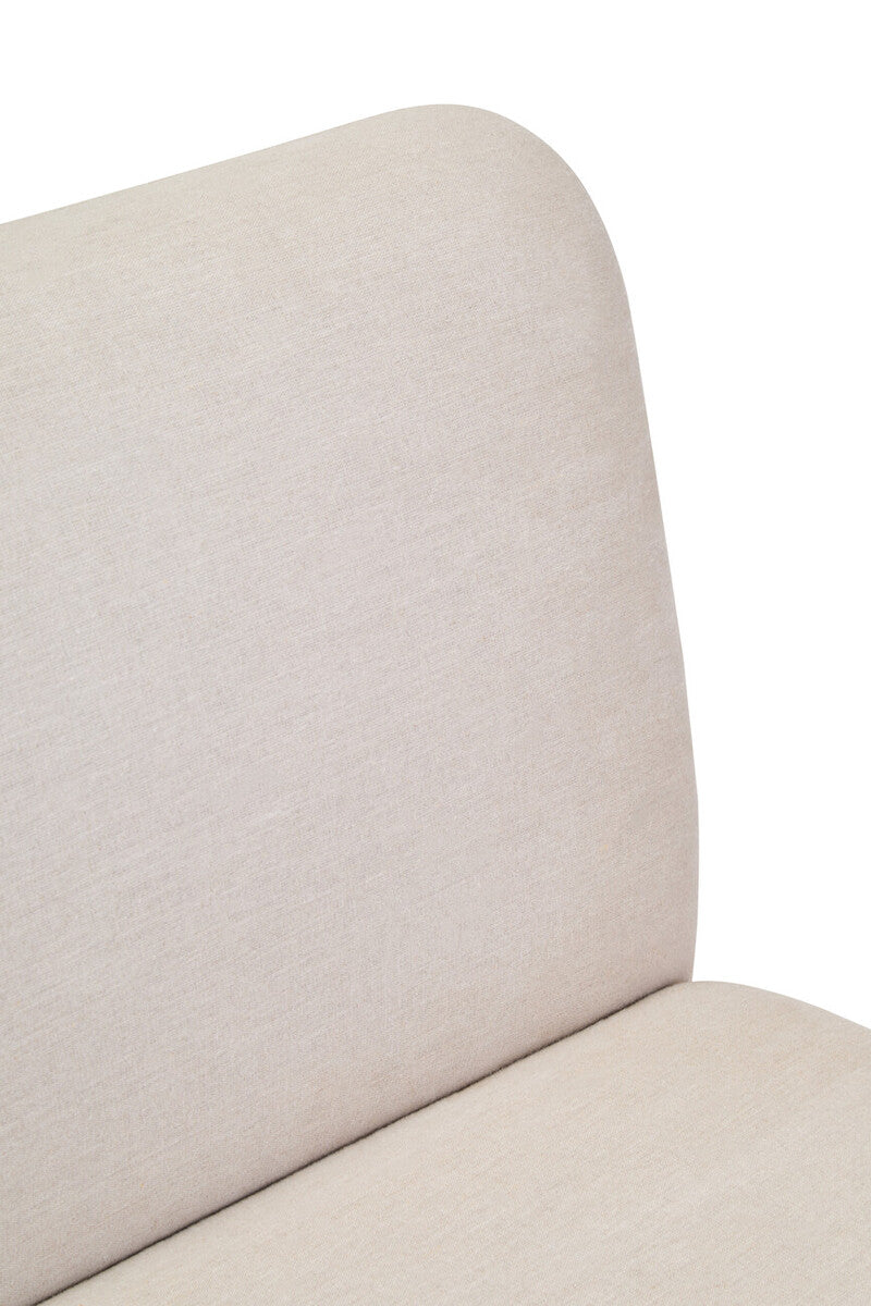 2 Seat Armless Cream Linen Sofa, Parova