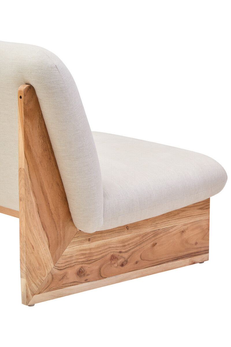 2 Seat Armless Cream Linen Sofa, Parova