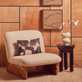 Parova Cream Linen Textured Armless Chair With Wood Base