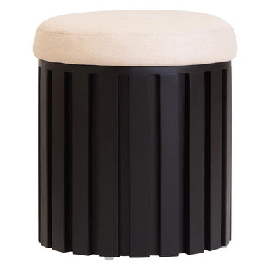 Perdoba Black Mango Wood & Cream Linen Stool