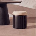 Perdoba Black Mango Wood & Cream Linen Stool
