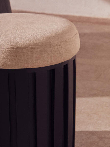 Perdoba Black Mango Wood & Cream Linen Stool
