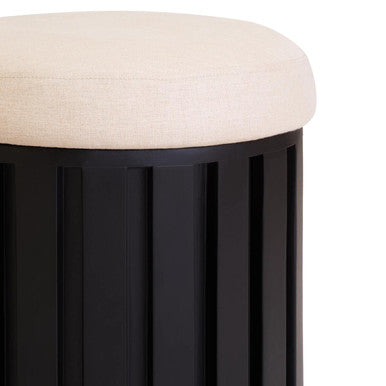 Perdoba Black Mango Wood & Cream Linen Stool