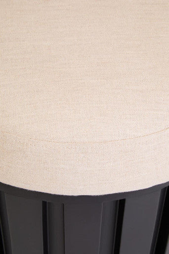 Perdoba Black Mango Wood & Cream Linen Stool