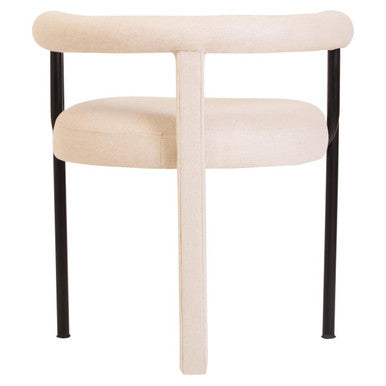 Perdoba Cream Texture Linen Dining Chair With Black Metal Frame