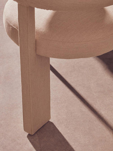 Perdoba Cream Texture Linen Dining Chair With Black Metal Frame