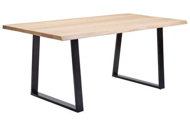 Natural Two-Tone Live Edge Mango Wood Dining Table With Black Metal Legs, Perdoba