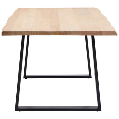 Natural Two-Tone Live Edge Mango Wood Dining Table With Black Metal Legs, Perdoba
