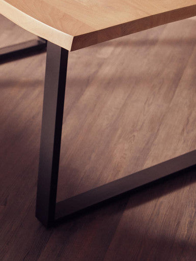 Natural Two-Tone Live Edge Mango Wood Dining Table With Black Metal Legs, Perdoba