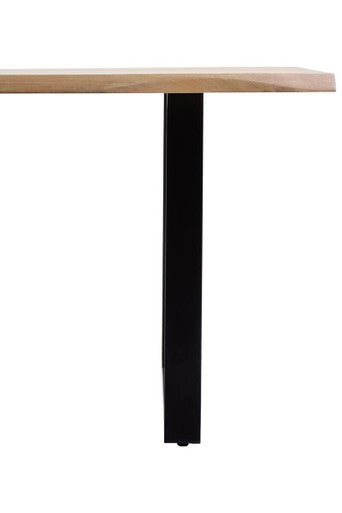Natural Two-Tone Live Edge Mango Wood Dining Table With Black Metal Legs, Perdoba