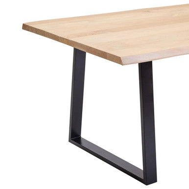 Natural Two-Tone Live Edge Mango Wood Dining Table With Black Metal Legs, Perdoba