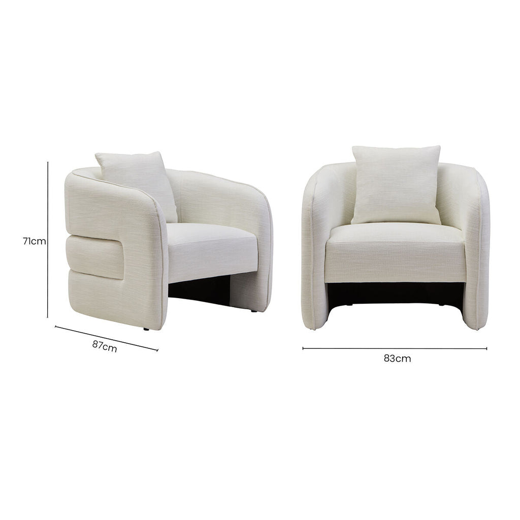 Bilani Cream Linen Curved Chair