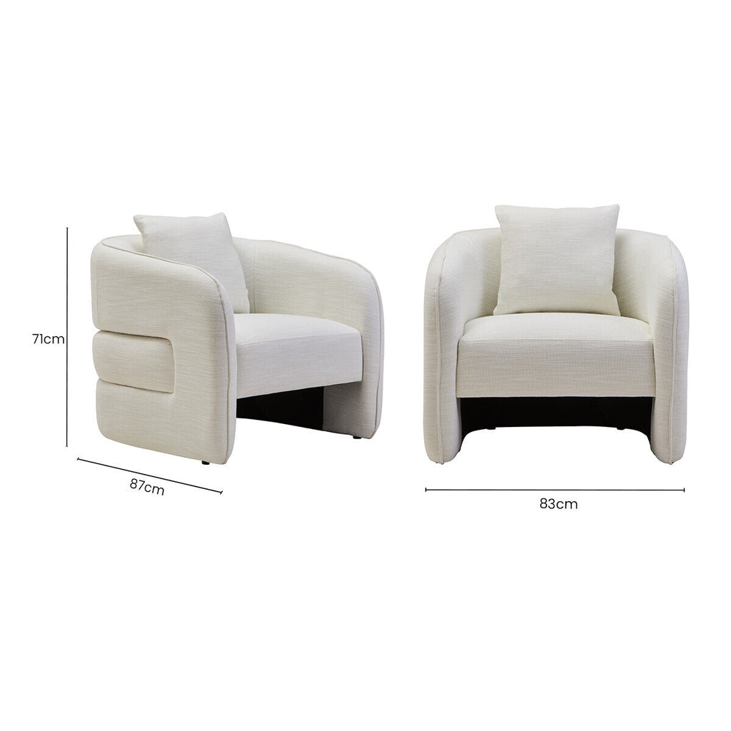Bilani Cream Linen Curved Chair