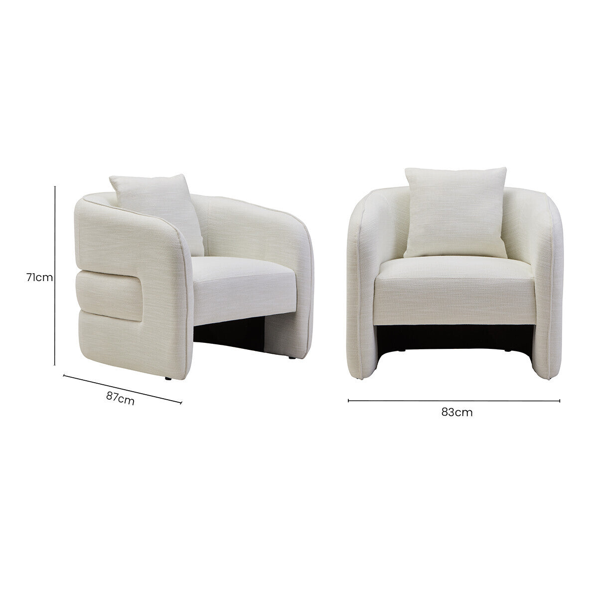 Bilani Cream Linen Curved Chair