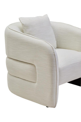 Bilani Cream Linen Curved Chair