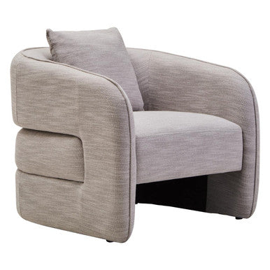 Bilani Grey Linen Curved Chair