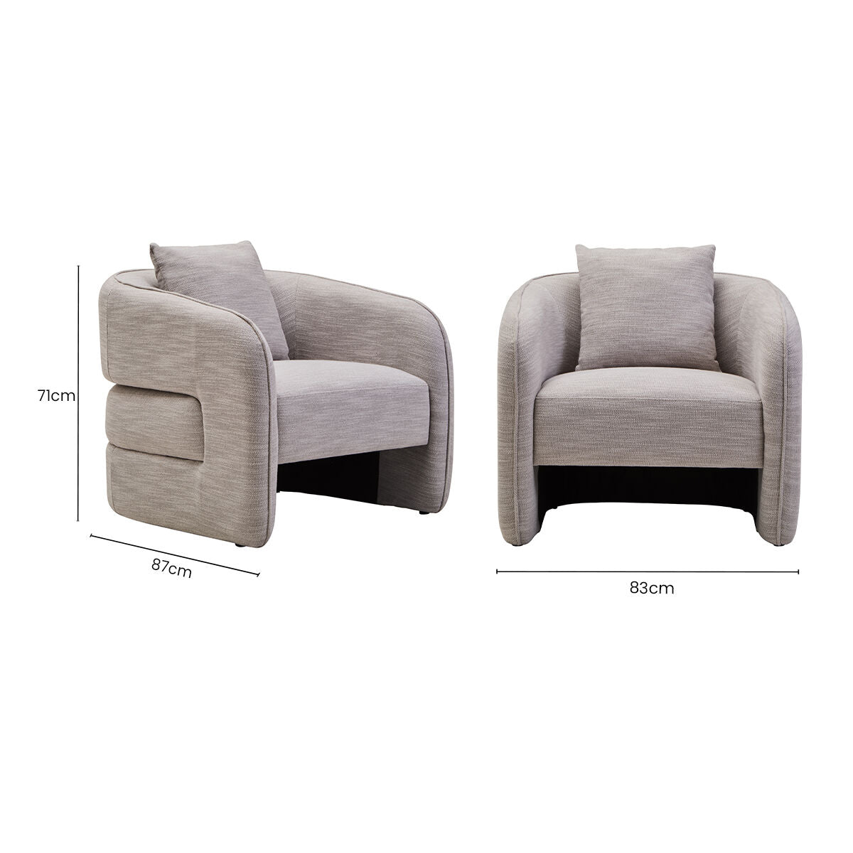 Bilani Grey Linen Curved Chair