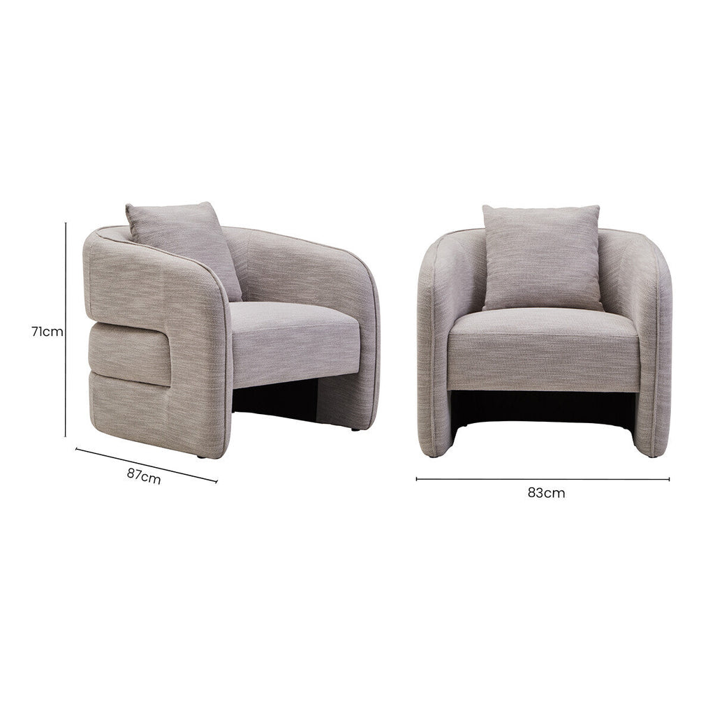 Bilani Grey Linen Curved Chair