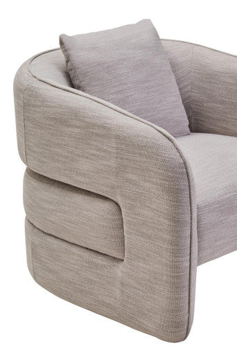 Bilani Grey Linen Curved Chair