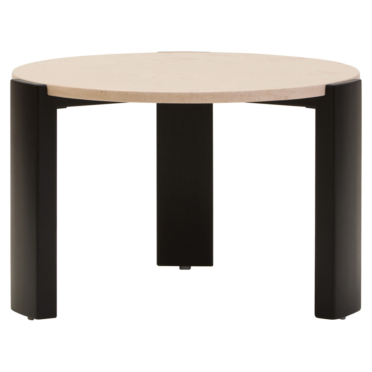 Cream Round Marble Top Large Coffee Table With Small Acacia Legs, Palermo