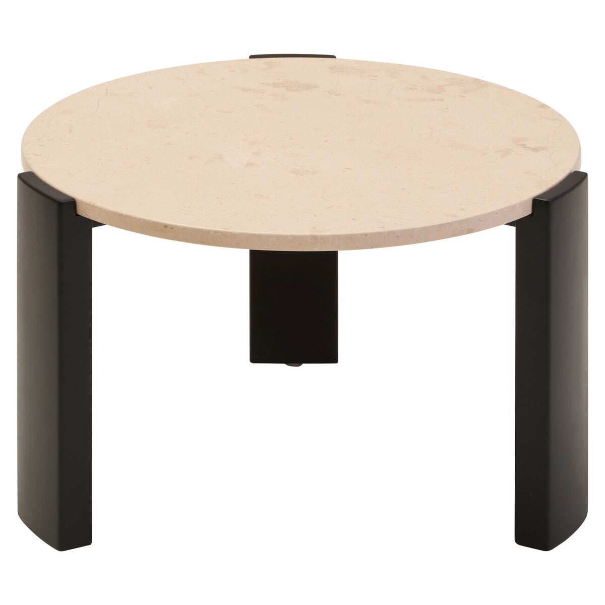 Cream Round Marble Top Large Coffee Table With Small Acacia Legs, Palermo