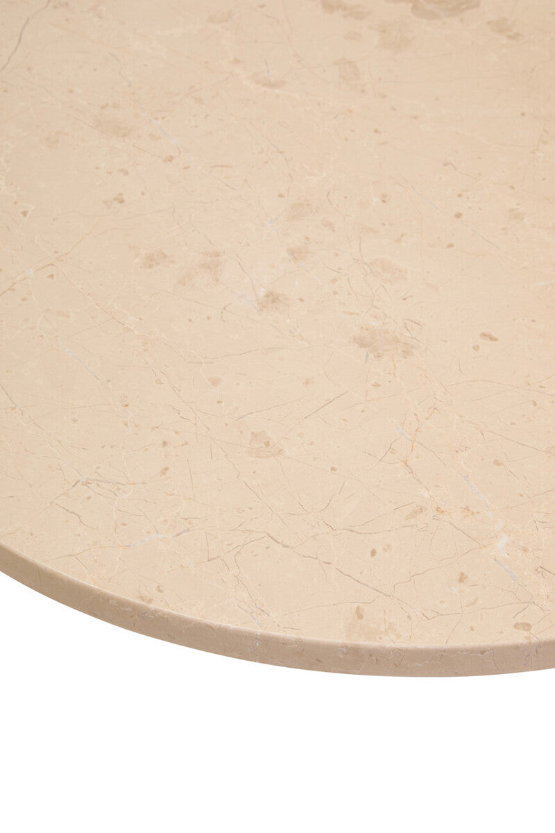 Cream Round Marble Top Large Coffee Table With Small Acacia Legs, Palermo