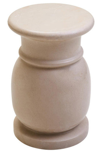 Cream Marble Multi Use Stool & Side Table With Refined Smooth Surface, Zoro