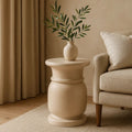 Cream Marble Multi Use Stool & Side Table With Refined Smooth Surface, Zoro