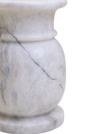 White Marble Multi Use Stool & Side Table With Refined Smooth Surface, Zoro