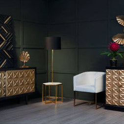 Sika White Marble & Gold Floor Lamp