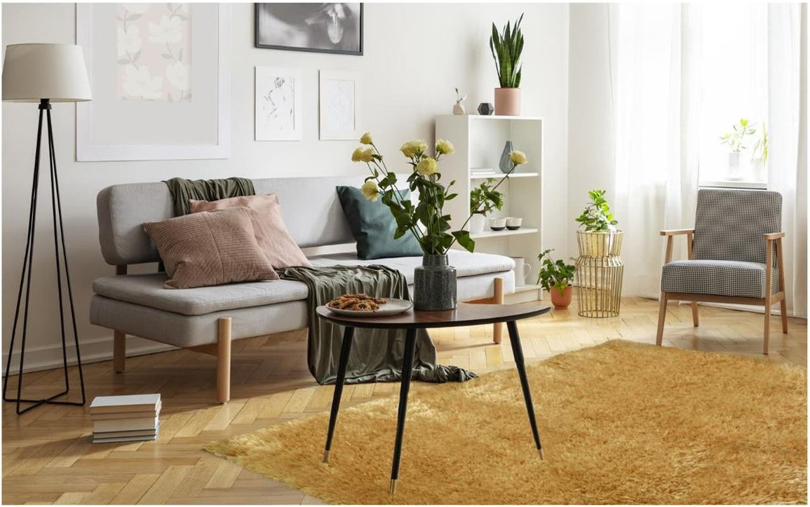 Lagom Ochre Shaggy Polyester Natural Rug