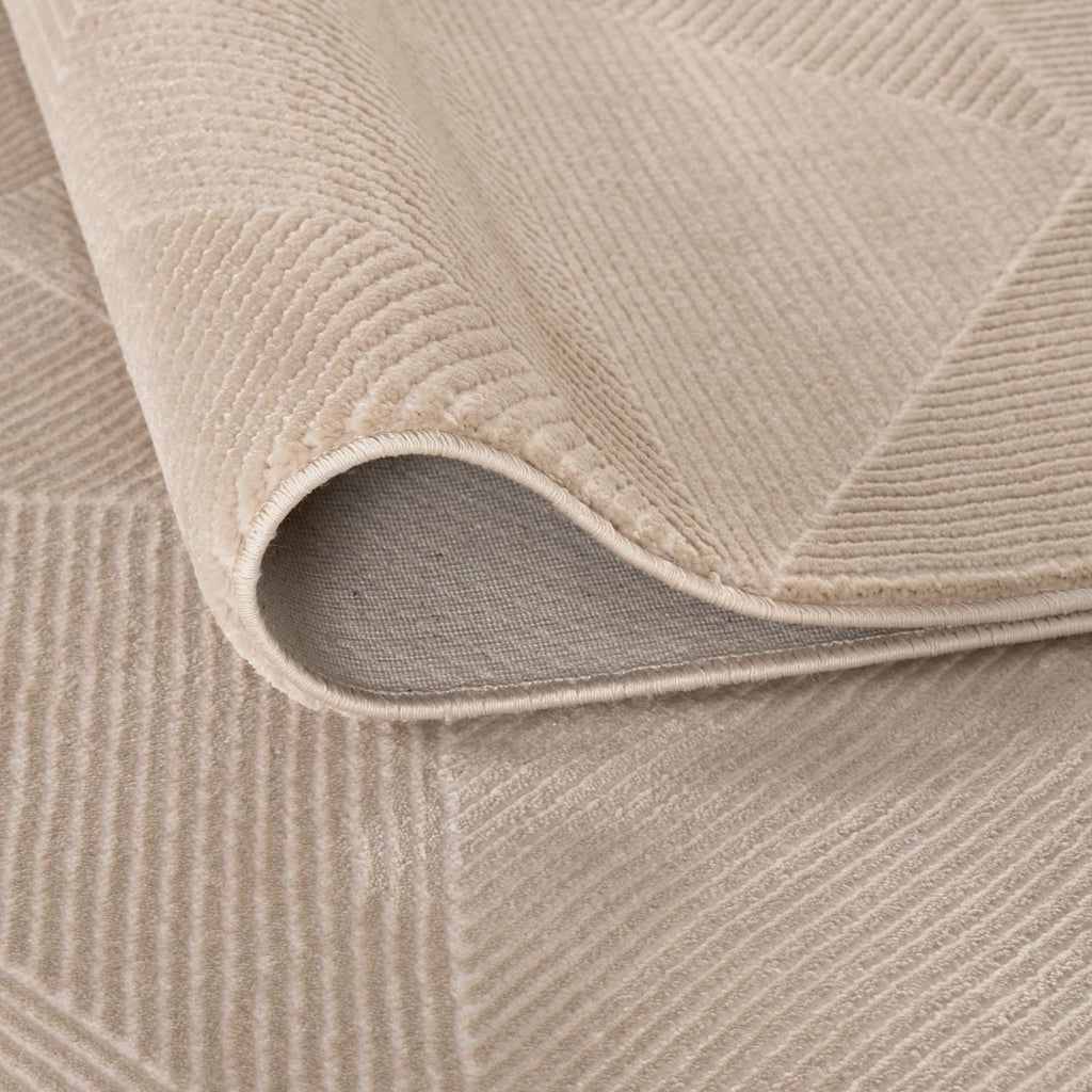 Carmel Beige Rug Abstract Polyester Cream Modern