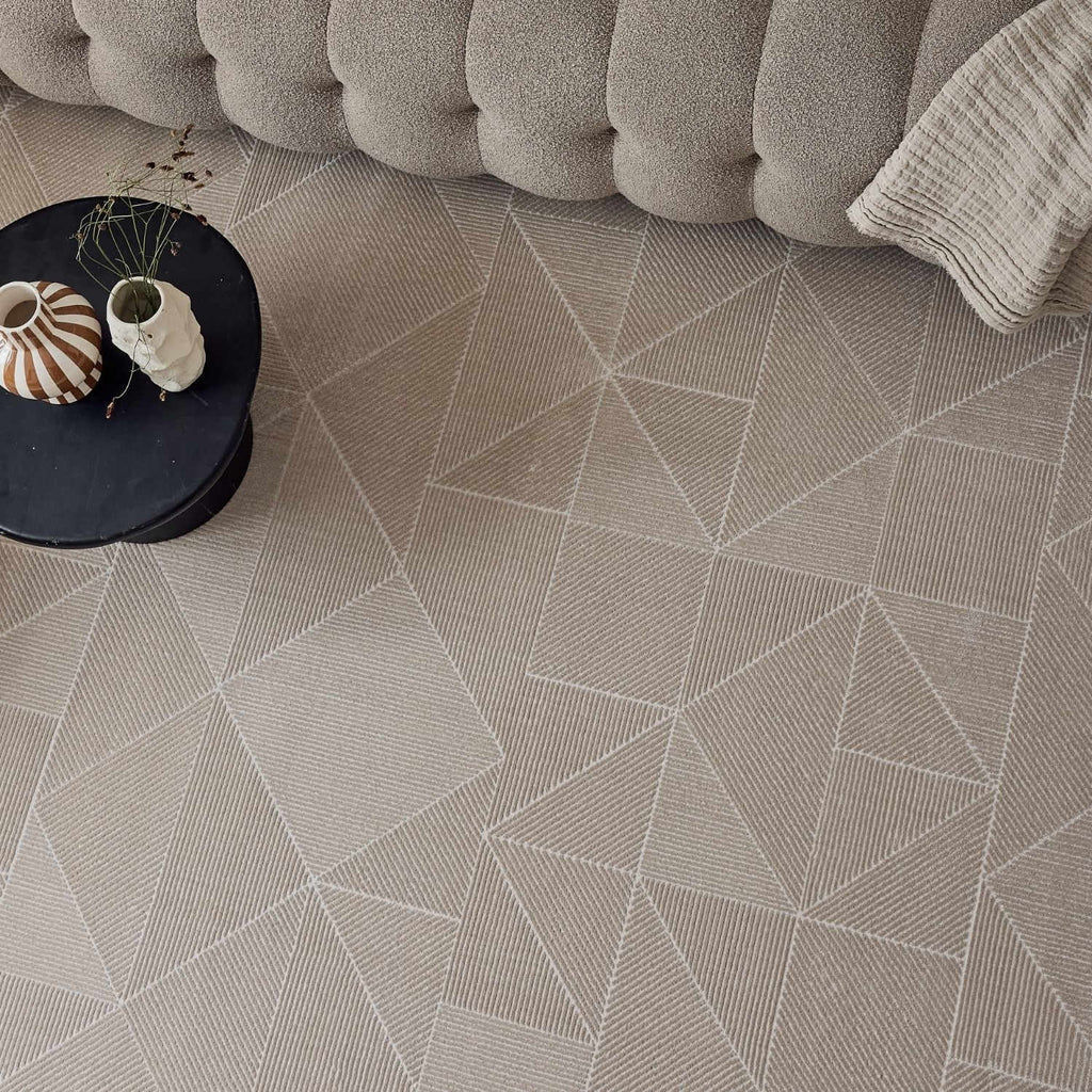 Carmel Beige Rug Abstract Polyester Cream Modern