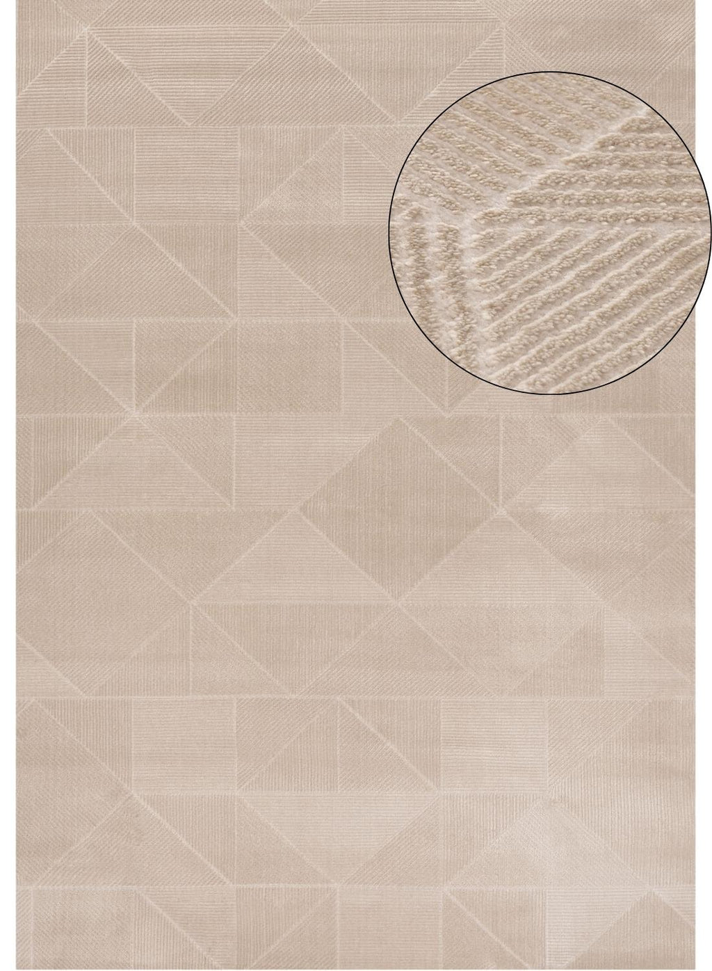 Carmel Beige Rug Abstract Polyester Cream Modern